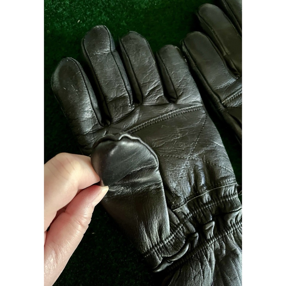 Aris Softan Leather Ski Gloves Mens Small Brown Cotton Fleece Lined Vintage - Picture 4 of 15